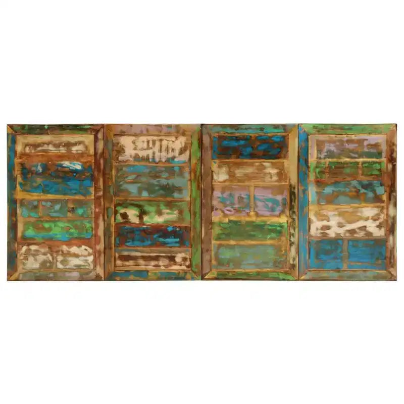 Tavolo da pranzo in legno massello di recupero multicolore e acciaio verniciato a polvere - Multicolore 86,6 x 35,4 x 30,3
