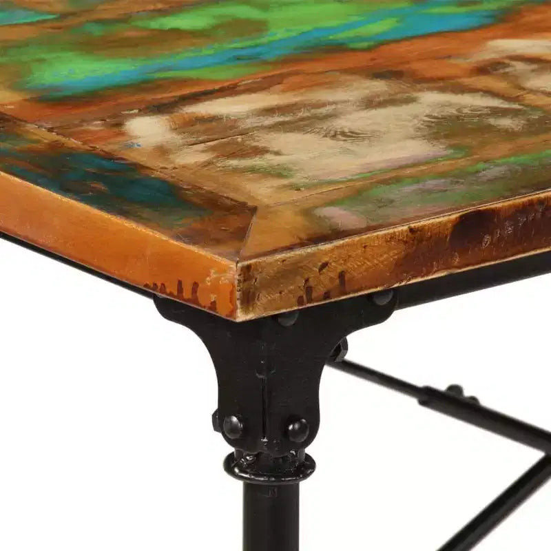 Tavolo da pranzo in legno massello di recupero multicolore e acciaio verniciato a polvere - Multicolore 86,6 x 35,4 x 30,3