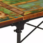 Tavolo da pranzo in legno massello di recupero multicolore e acciaio verniciato a polvere - Multicolore 86,6 x 35,4 x 30,3