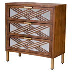 COZAYH 3-Drawer Accent Dresser Mirror Front Storage Cabinet Modern Wood Furniture for Bedroom Living Room Entryway Decor Wood