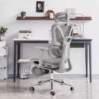 Sedia da ufficio ergonomica in rete con poggiapiedi, sedia da computer per persone robuste con poggiatesta regolabile in 3D e braccioli regolabili in 4D