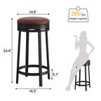 Sgabelli da Bar Girevoli a 360° Set da 2, Sgabelli da Bancone Alti 61 cm con Poggiapiedi, Rivestimento in Pelle PU e Struttura in Metallo per Cucina, Sala da Pranzo, Marrone