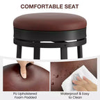 Sgabelli da Bar Girevoli a 360° Set da 2, Sgabelli da Bancone Alti 61 cm con Poggiapiedi, Rivestimento in Pelle PU e Struttura in Metallo per Cucina, Sala da Pranzo, Marrone