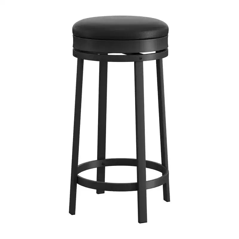 360 Swivel Bar Stools Set of 2, 24 Counter Height Bar Stools w/Footrest, PU Leather Upholstered & Metal Frame for Kitchen, Dining Room, Brown