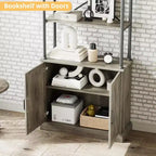 Libreria Industriale 73,62 con Ante, Scaffale in Legno e Metallo Vintage - Libreria a 4 Livelli Stile Rustico con Armadietto