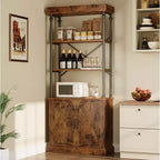 Libreria Industriale 73,62 con Ante, Scaffale in Legno e Metallo Vintage - Libreria a 4 Livelli Stile Rustico con Armadietto
