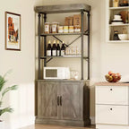 Libreria Industriale 73,62 con Ante, Scaffale in Legno e Metallo Vintage - Libreria a 4 Livelli Stile Rustico con Armadietto