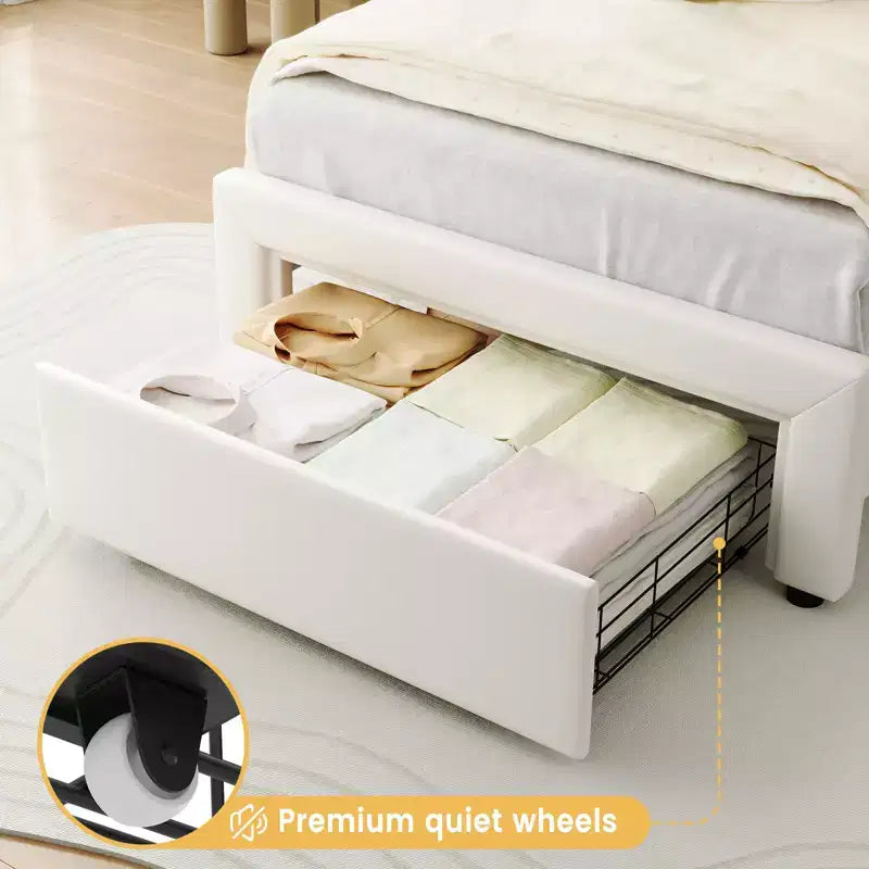Struttura letto imbottita singola con LED smart e testiera regolabile con orso, letto a piattaforma per bambini in velluto Princess, bianco