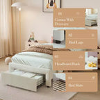 Struttura letto imbottita singola con LED smart e testiera regolabile con orso, letto a piattaforma per bambini in velluto Princess, bianco