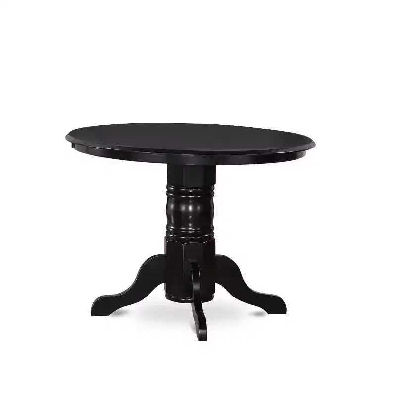 Set tavolo da pranzo rotondo HomeStock 5 pezzi, sedie in tessuto di lino nero