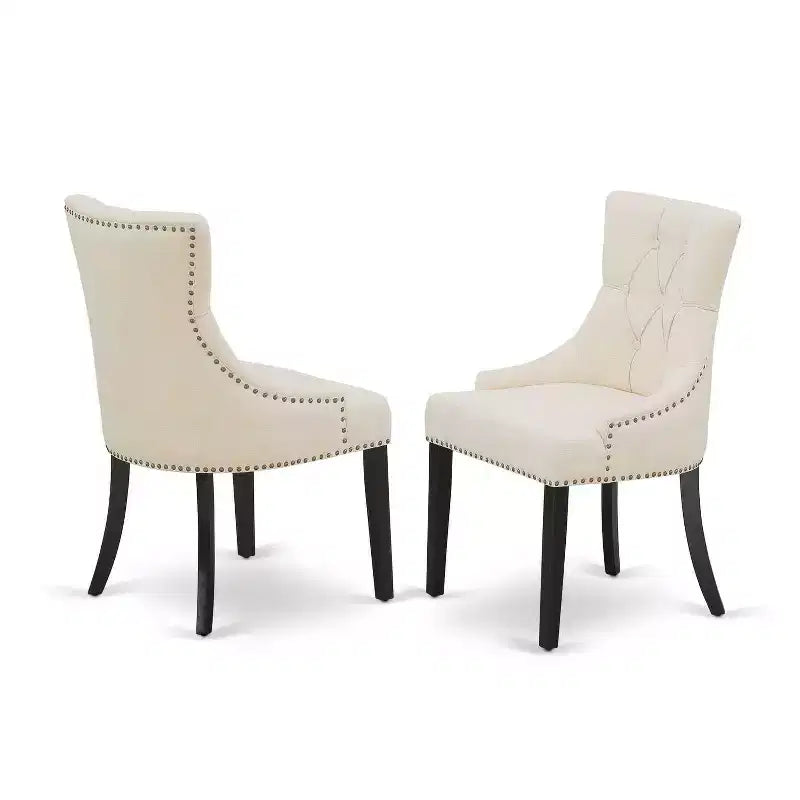 Set tavolo da pranzo rotondo HomeStock 5 pezzi, sedie in tessuto di lino nero