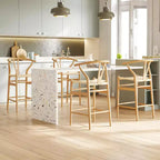 PexFix Sgabello Sedia da Bar Wishbone Completamente Assemblato Sgabello da Bancone con Intreccio per Isola Cucina Altezza Bancone Naturale