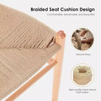 PexFix Sgabello Sedia da Bar Wishbone Completamente Assemblato Sgabello da Bancone con Intreccio per Isola Cucina Altezza Bancone Naturale