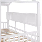 Letto a soppalco doppio in legno con 2 cassetti e ripiano portaoggetti per bambini, bianco