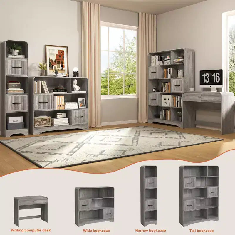 SOLACE FURNITURE 70 Scaffale Moderno con 2 Contenitori Regolabili, Libreria in Legno per Ufficio Appartamento