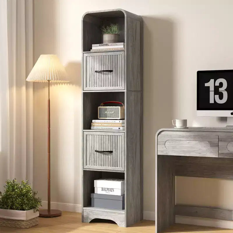 SOLACE FURNITURE 70 Scaffale Moderno con 2 Contenitori Regolabili, Libreria in Legno per Ufficio Appartamento