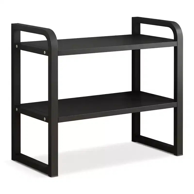 Zeus & Ruta 2-Tier Wood Desk Shelf Organizer - White Wood Storage Rack for Office, Dresser, Cubicle & Bookshelf Decor