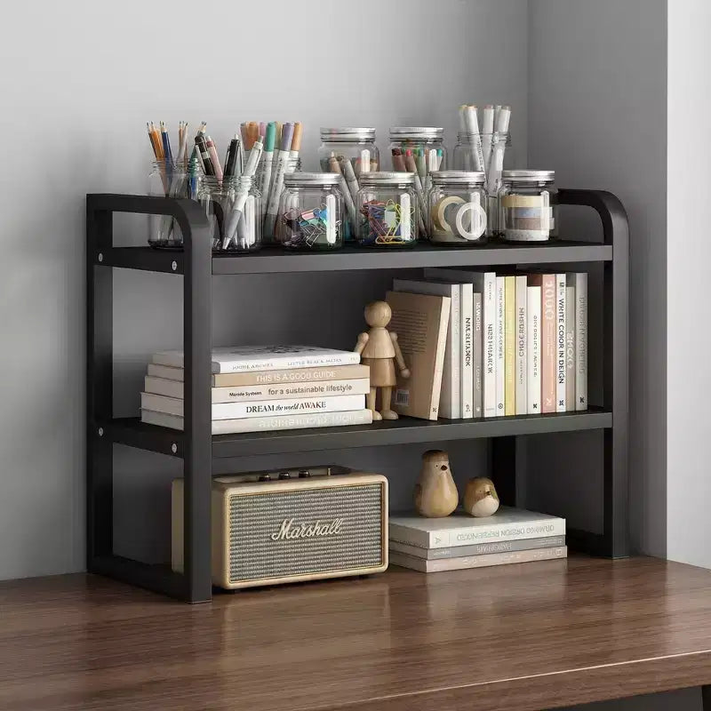 Zeus & Ruta Organizer da scrivania in legno a 2 ripiani - Scaffale portaoggetti in legno bianco per ufficio, comò, cubicolo e decorazioni per librerie