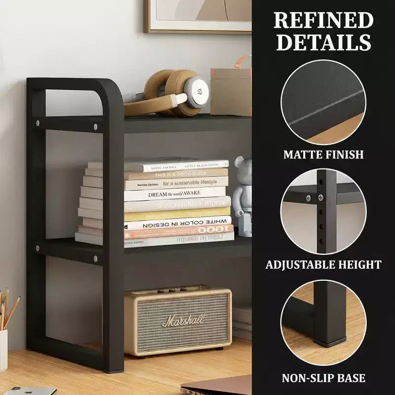 Zeus & Ruta Organizer da scrivania in legno a 2 ripiani - Scaffale portaoggetti in legno bianco per ufficio, comò, cubicolo e decorazioni per librerie