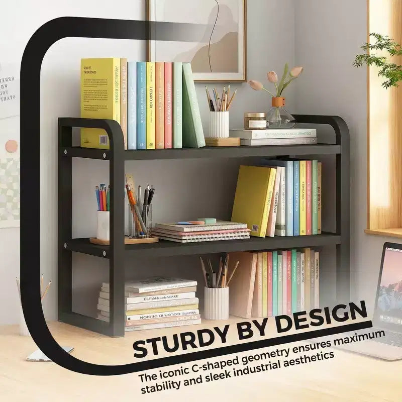 Zeus & Ruta Organizer da scrivania in legno a 2 ripiani - Scaffale portaoggetti in legno bianco per ufficio, comò, cubicolo e decorazioni per librerie