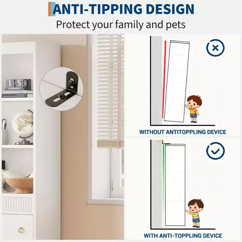 Libreria da Soggiorno con Cassetti, Libreria Alta 180 cm Bianca con Scanalature, Libreria a 6 Ripiani con Contenitore, Scaffale in Legno Ondulato Largo 76 cm