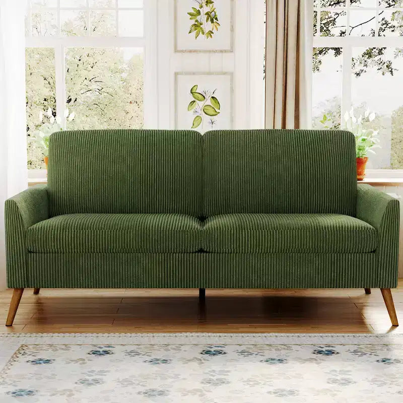 Dyonery 68 Divanetto, Comodo Divano in Velluto a Coste per Soggiorno, Divanetto Moderno di Metà Secolo, Divanetto Piccolo con Montaggio Senza Attrezzi per Camera da Letto e Ufficio