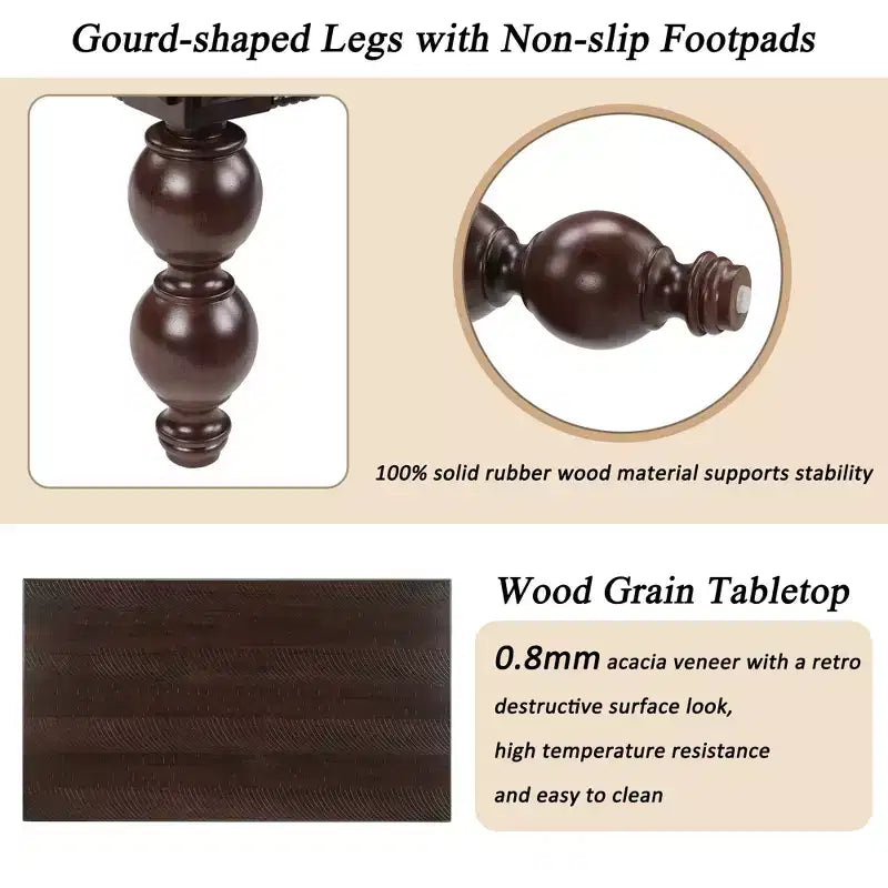JVNOXK Tavolino da Caffè Rettangolare in Legno con Cassetto Contenitore, con Gambe in Legno Massello a Forma di Zucca per Soggiorno, Espresso