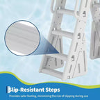 Scala per Piscina Fuoriterra A-Frame in HDPE per Piscine 48-56, Capacità 400 libbre, Gradini Antiscivolo Sicuri, Scale Stabili per Ingresso Piscina con Corrimano e Barriera di Sicurezza