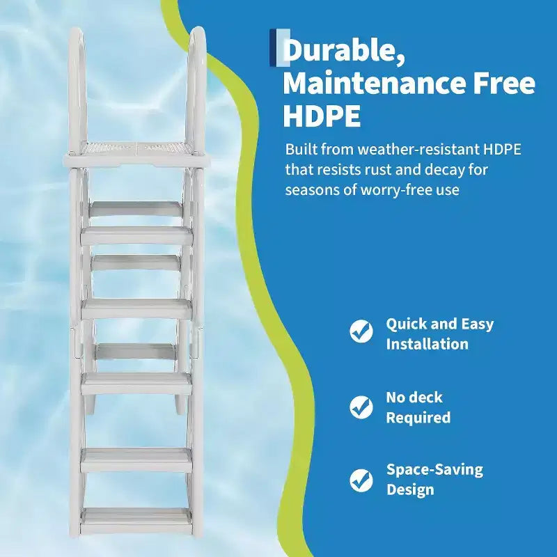 Scala per Piscina Fuoriterra A-Frame in HDPE per Piscine 48-56, Capacità 400 libbre, Gradini Antiscivolo Sicuri, Scale Stabili per Ingresso Piscina con Corrimano e Barriera di Sicurezza