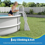 Scala per Piscina Fuoriterra A-Frame in HDPE per Piscine 48-56, Capacità 400 libbre, Gradini Antiscivolo Sicuri, Scale Stabili per Ingresso Piscina con Corrimano e Barriera di Sicurezza