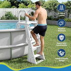 Scala per Piscina Fuoriterra A-Frame in HDPE per Piscine 48-56, Capacità 400 libbre, Gradini Antiscivolo Sicuri, Scale Stabili per Ingresso Piscina con Corrimano e Barriera di Sicurezza