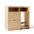 Mobiletto portadocumenti in legno Karl Home a 2 cassetti con carrello laterale mobile, finitura effetto venatura del legno, design scanalato