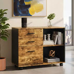 Karl Home31.5In. W 3-Drawer Wooden File Cabinet with Flat Side Table