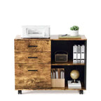 Karl Home Classificatore in legno a 3 cassetti largo 80 cm con tavolino laterale piano
