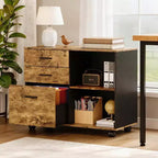 Karl Home Classificatore in legno a 3 cassetti largo 80 cm con tavolino laterale piano