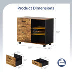 Karl Home Classificatore in legno a 3 cassetti largo 80 cm con tavolino laterale piano