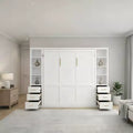 GDFStudio Heloise Modern Wood Murphy Bed with Double Side Cabinets