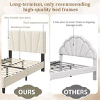 Letto da Piattaforma Moderno Imbottito per Una Piazza con Testiera Regolabile, Doghe in Legno, Nessun Box Spring Necessario, Facile Montaggio, Mobili da Camera da Letto per Letti Singoli