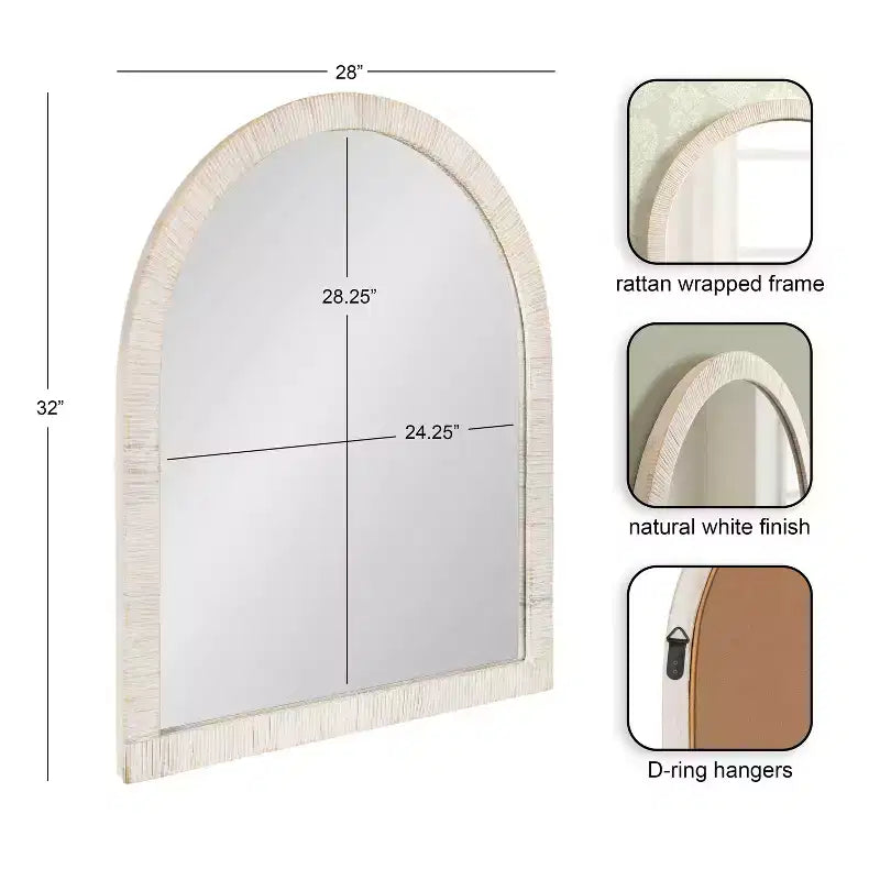 Specchio da parete ad arco incorniciato Kate e Laurel Rahfy, bianco, 28x32
