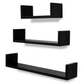 vidaXL Wall Shelf Set of 3 Black MDF with a matte finish
