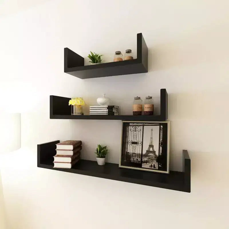 Mensola da Parete 3 in MDF Nero con finitura opaca
