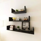 Mensola da Parete 3 in MDF Nero con finitura opaca