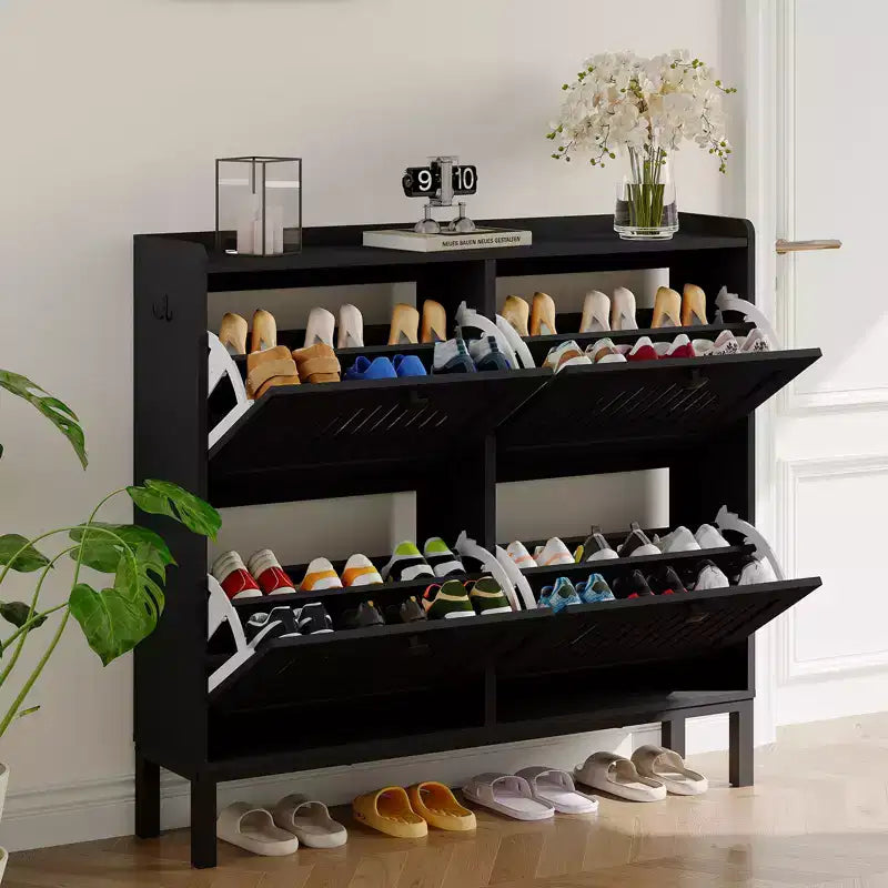 Shoe Cabinet Storage for Entryway with 4 Flip Drawers,Adjustable Shelves,Freestanding Hidden Entryway Storage Organizer for Hallway,Entrance