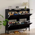 Shoe Cabinet Storage for Entryway with 4 Flip Drawers,Adjustable Shelves,Freestanding Hidden Entryway Storage Organizer for Hallway,Entrance