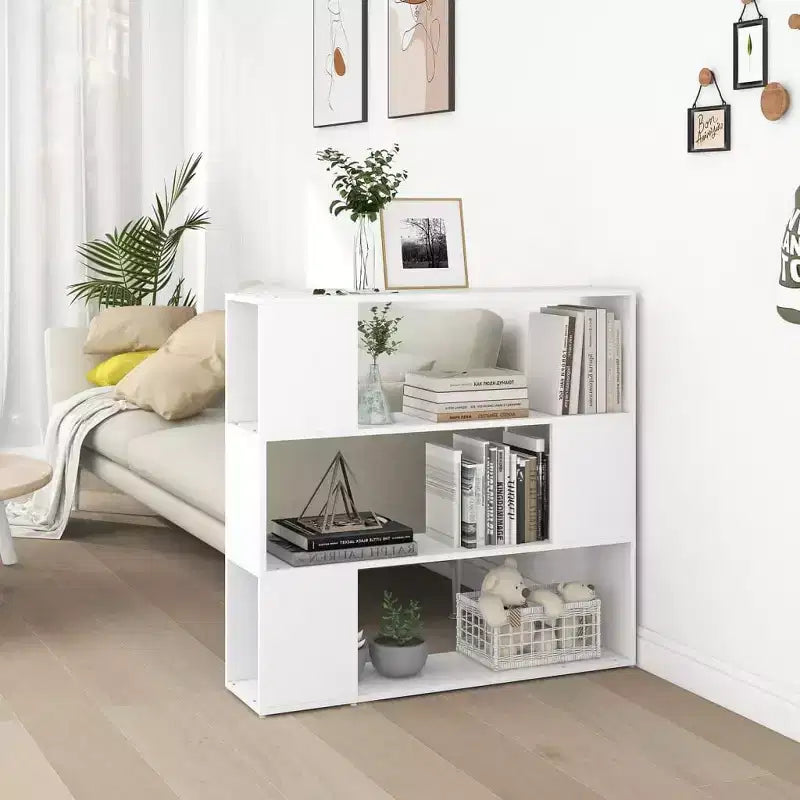 Divisorio per ambienti mobile libreria, bianco, legno multistrato, standard