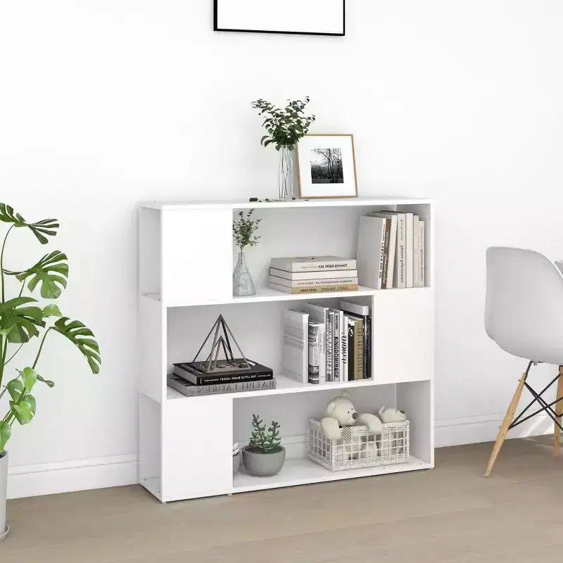 Divisorio per ambienti mobile libreria, bianco, legno multistrato, standard