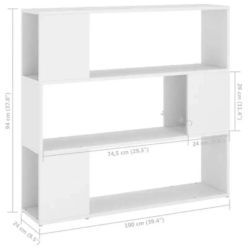 Divisorio per ambienti mobile libreria, bianco, legno multistrato, standard