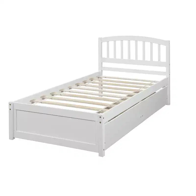 FAMYYT Letto a piattaforma in legno matrimoniale con 2 cassetti portaoggetti, facile da montare