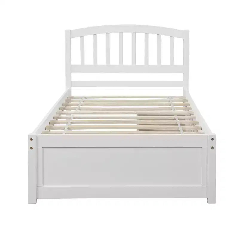 FAMYYT Letto a piattaforma in legno matrimoniale con 2 cassetti portaoggetti, facile da montare