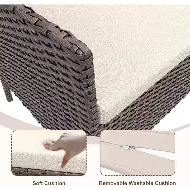 Set da 4 mobili da esterno per patio, mobili in vimini rattan con morbidi cuscini e tavolino da caffè in vetro temperato, set da patio per tutte le stagioni